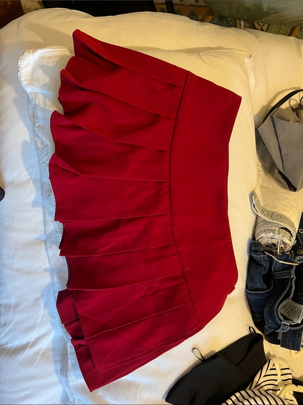 Motel Rocks Red Pleated Mini Skirt